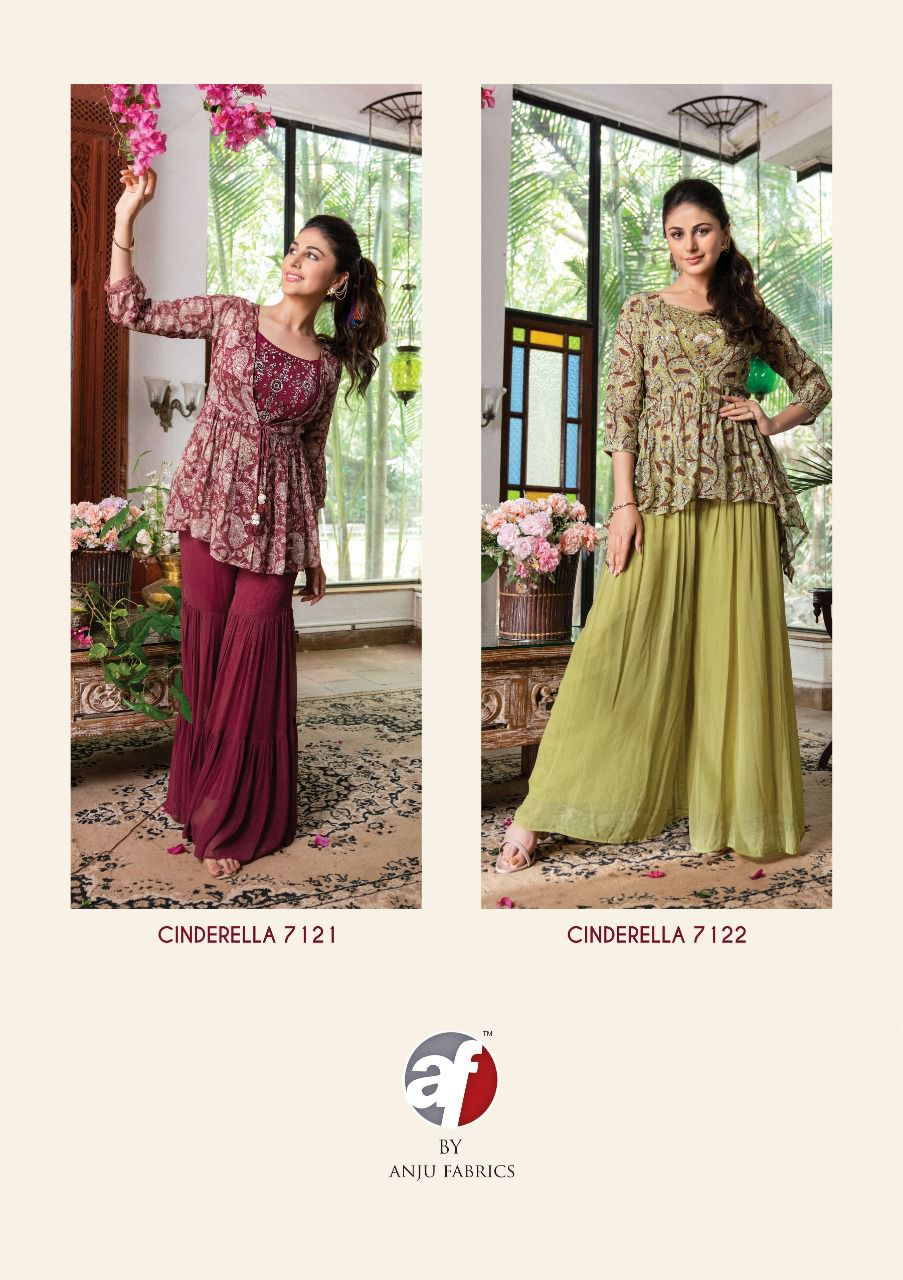 Anju Fabric Cindrella Vol 2 Pure Georgett Wholesale Designer Kurti With Plazzo Catalog — Wholesale Kurtis, MPA wholesale from Surat - Gallery Image 5