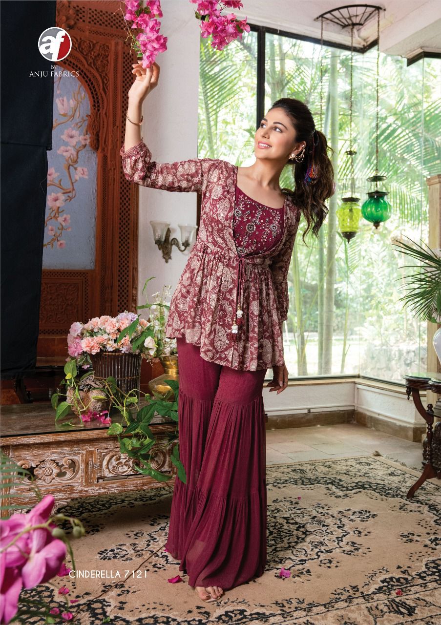 Anju Fabric Cindrella Vol 2 Pure Georgett Wholesale Designer Kurti With Plazzo Catalog — Wholesale Kurtis, MPA wholesale from Surat - Gallery Image 2