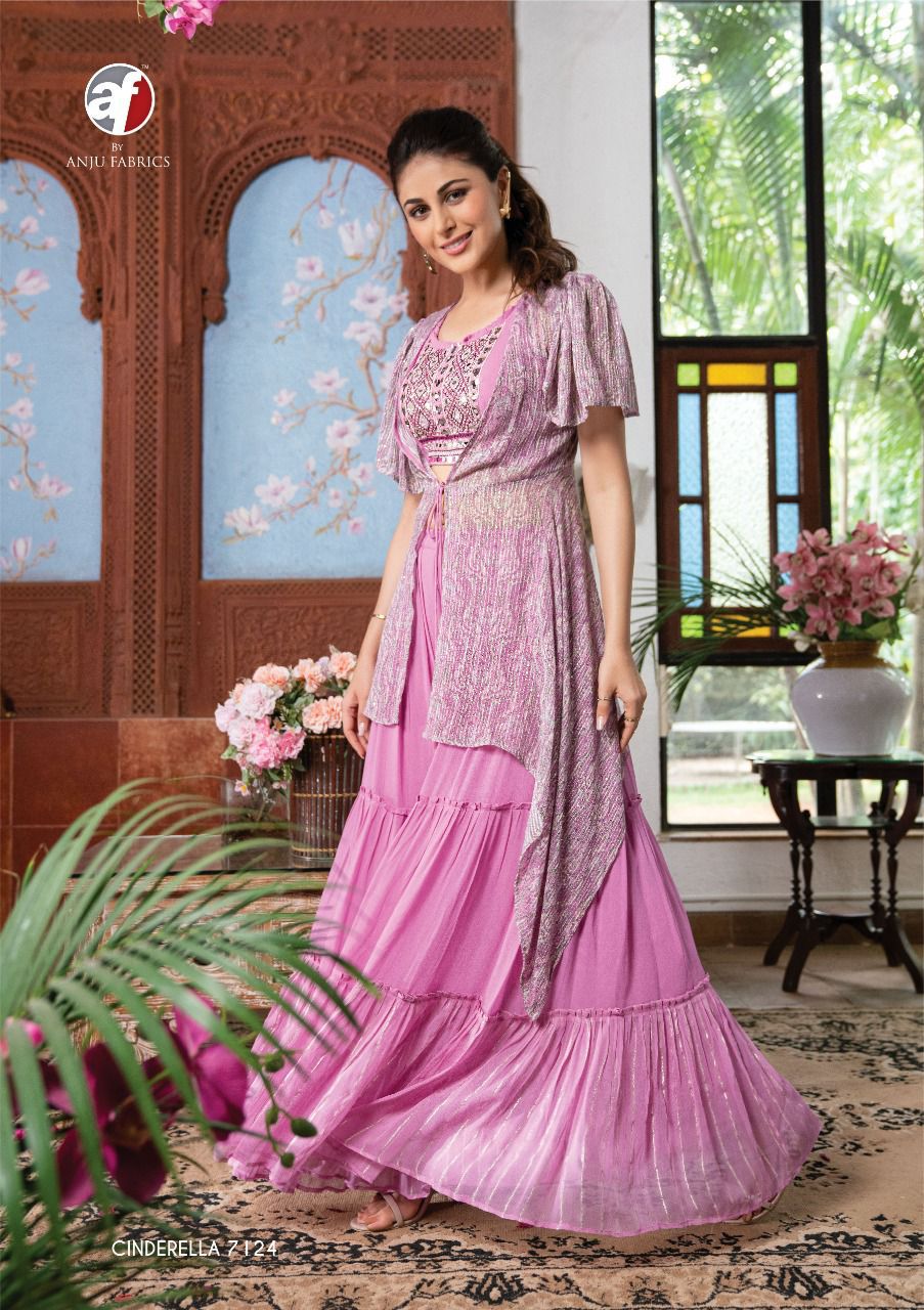Anju Fabric Cindrella Vol 2 Pure Georgett Wholesale Designer Kurti With Plazzo Catalog — Wholesale Kurtis, MPA wholesale from Surat - Gallery Image 3
