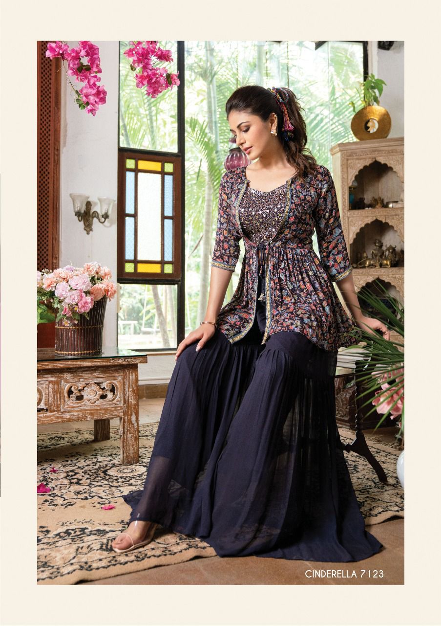 Anju Fabric Cindrella Vol 2 Pure Georgett Wholesale Designer Kurti With Plazzo Catalog — Wholesale Kurtis, MPA wholesale from Surat - Gallery Image 4