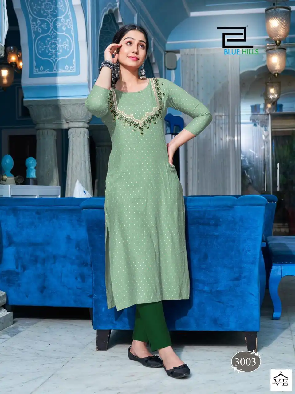 Blue Hills Classic Rayon Slub Foil Print 14 Kg Wholesale Fancy Kurtis Catalog — Wholesale Kurtis, MPA wholesale from Surat - Gallery Image 2