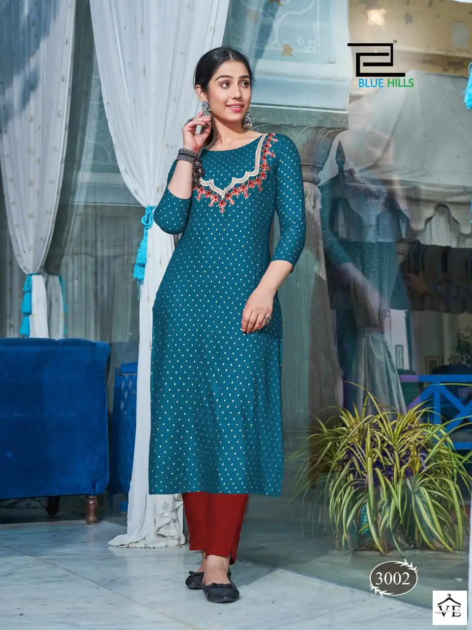 Blue Hills Classic Rayon Slub Foil Print 14 Kg Wholesale Fancy Kurtis Catalog — Wholesale Kurtis, MPA wholesale from Surat - Gallery Image 4