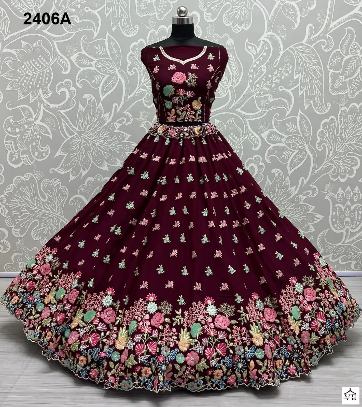 Anjanai Art Code 2406 Pure Georgette Wholesale Lehenga Catalog — Wholesale Lehenga, MPA wholesale from Surat — view 1