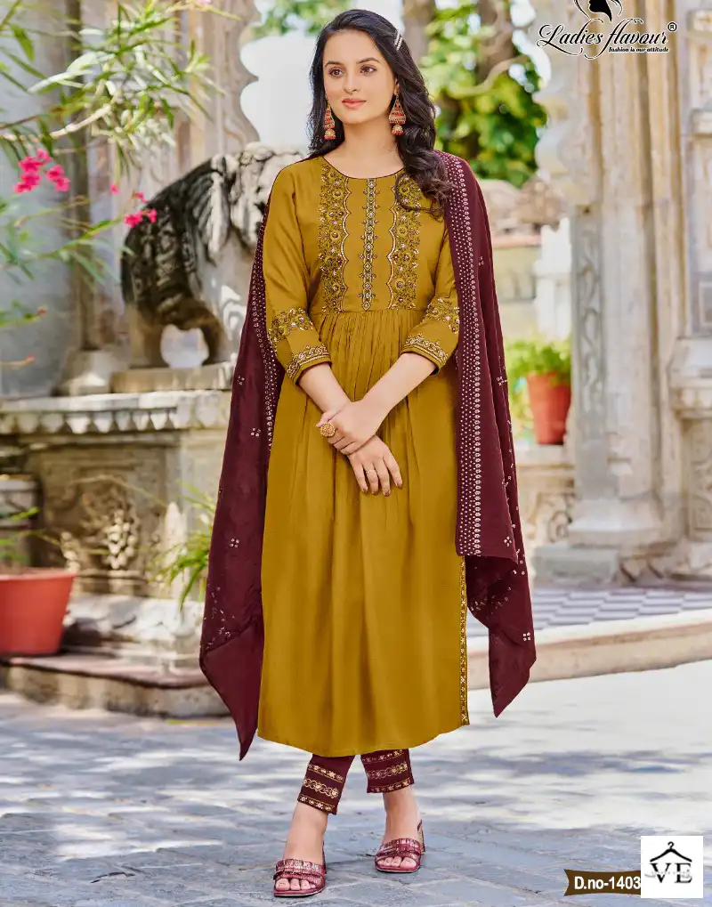 Ladies Flavour Copper Stone Vol 14 Viscose Dobby Wholesale Readymade Suits Catalog — Wholesale Salwar Suits, MPA wholesale from Surat — view 1