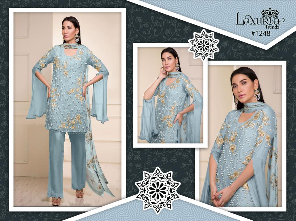 Laxuria D No 1248 Georgette Wholesale Readymade Pakistani Salwar Suit Catalog — Wholesale Salwar Suits, MPA wholesale from Surat — view 2