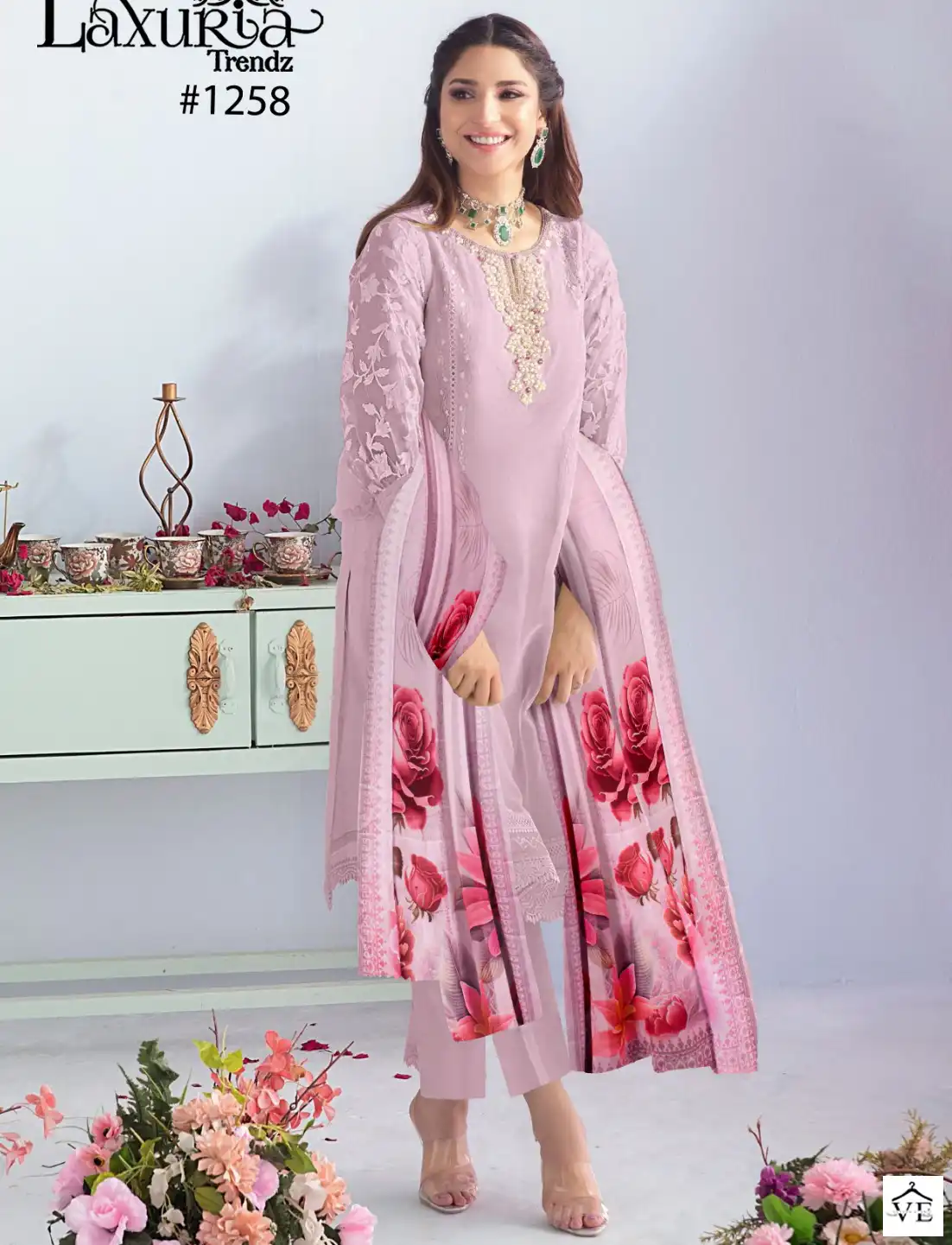 Laxuria D No 1258 Organza Wholesale Readymade Pakistani Salwar Suit Catalog — Wholesale Salwar Suits, MPA wholesale from Surat — view 1