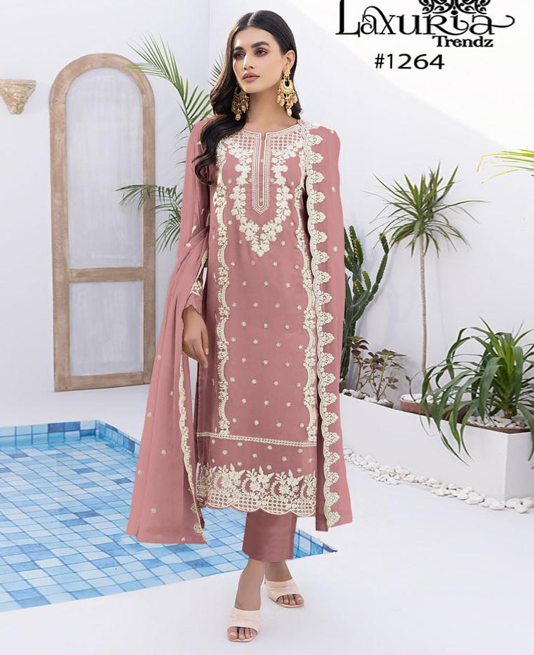 Laxuria D No 1264 Georgette Wholesale Readymade Pakistani Salwar Suit Catalog — Wholesale Salwar Suits, MPA wholesale from Surat — view 1