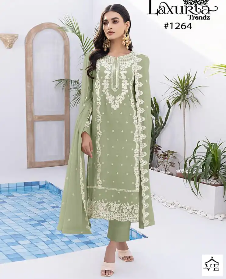 Laxuria D No 1264 Georgette Wholesale Readymade Pakistani Salwar Suit Catalog — Wholesale Salwar Suits, MPA wholesale from Surat — view 1