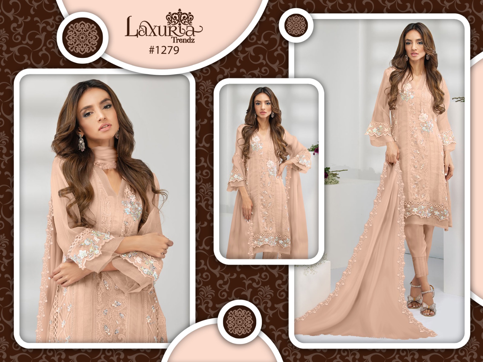 Laxuria D No 1279 Georgette Wholesale Pakistani Readymade Salwar Suit Catalog — Wholesale Salwar Suits, MPA wholesale from Surat — view 3