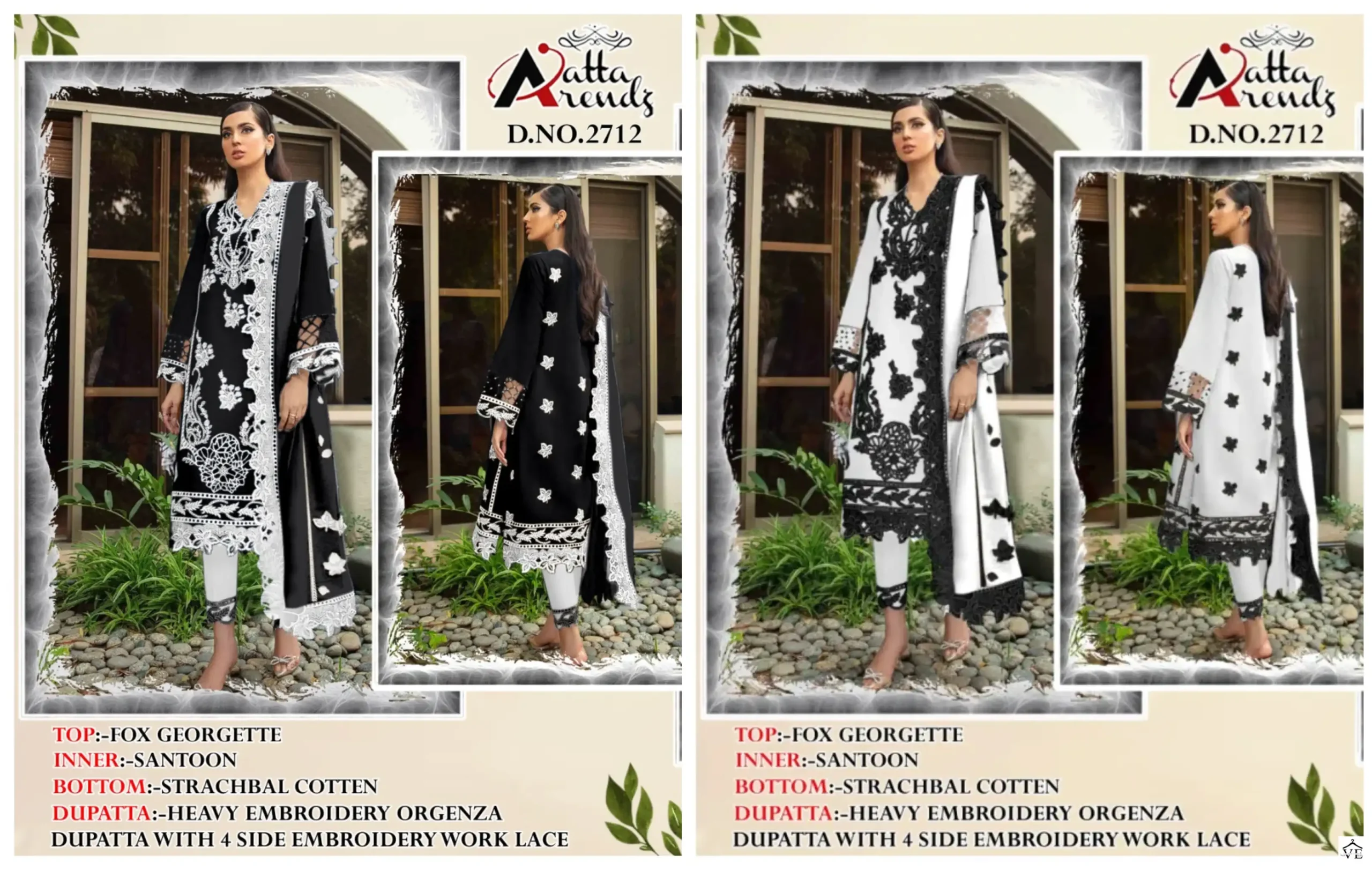 Atta Trendz 2712 Pure Georgette Wholesale Readymade Pakistani Salwar Suit Catalog — Wholesale Salwar Suits, MPA wholesale from Surat — view 10