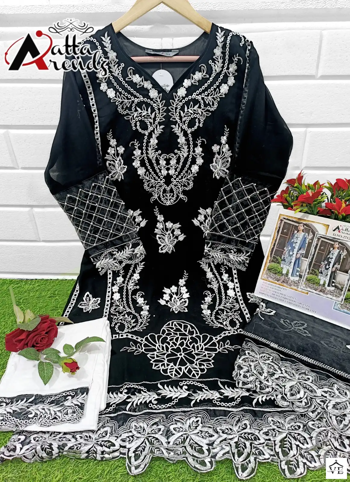 Atta Trendz 2712 Pure Georgette Wholesale Readymade Pakistani Salwar Suit Catalog — Wholesale Salwar Suits, MPA wholesale from Surat - Gallery Image 3