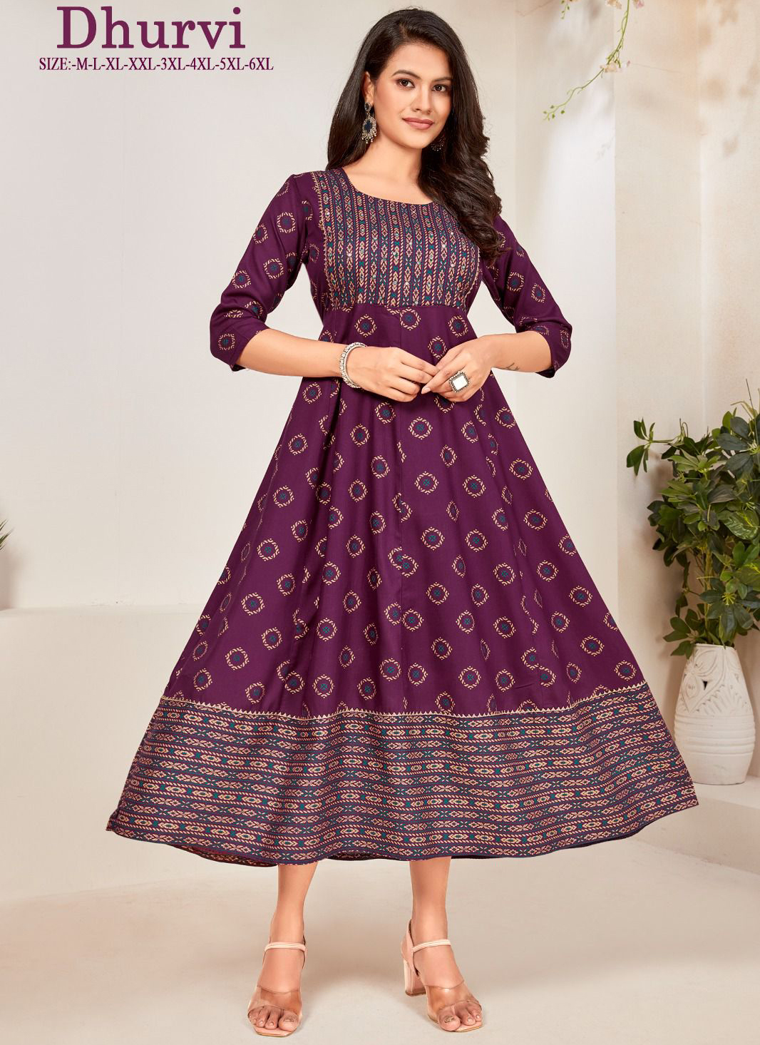 Vardan Ethnic Dhruvi 14Kg Rayon Wholesale Long Gown Catalog — Wholesale Kurtis, MPA wholesale from Surat — view 1