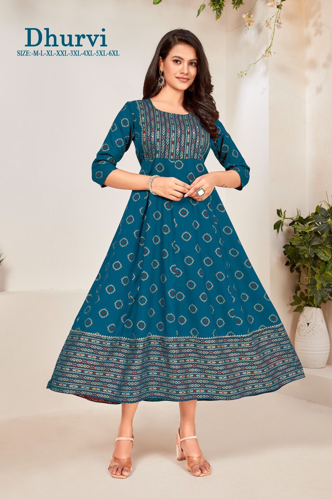 Vardan Ethnic Dhruvi 14Kg Rayon Wholesale Long Gown Catalog — Wholesale Kurtis, MPA wholesale from Surat - Gallery Image 7