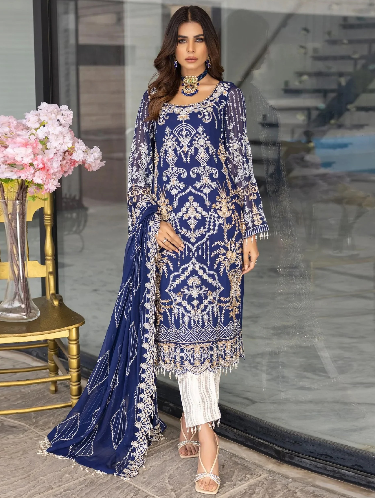 Al Khushbu Dno 4052 Georgette Wholesale Pakistani Salwar Suit Catalog — Wholesale Salwar Suits, MPA wholesale from Surat — view 1