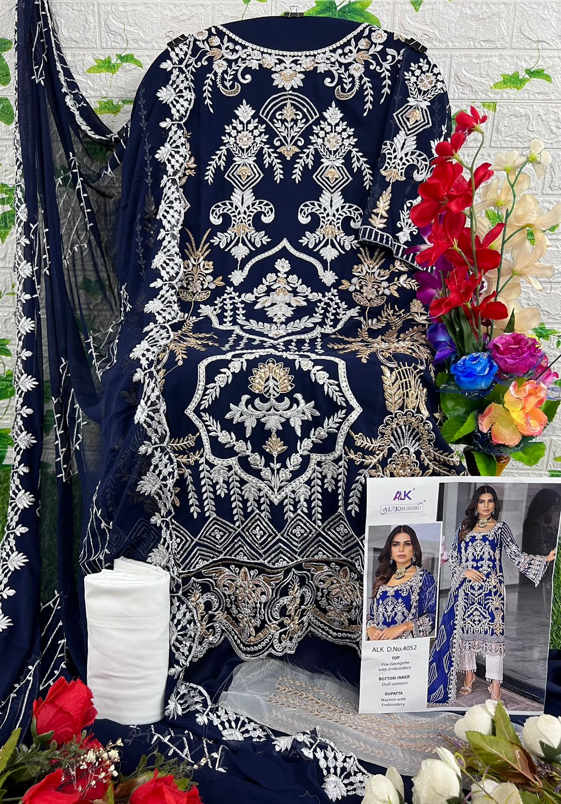 Al Khushbu Dno 4052 Georgette Wholesale Pakistani Salwar Suit Catalog — Wholesale Salwar Suits, MPA wholesale from Surat - Gallery Image 2