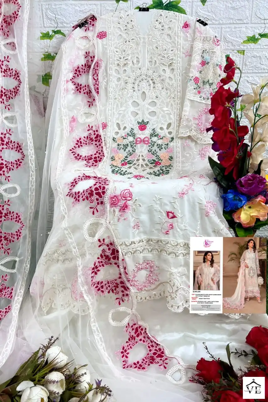 Dinsaa DS 219 Heavy Faux Georgette Wholesale Pakistani Salwar Suit — Wholesale Salwar Suits, MPA wholesale from Surat — view 4