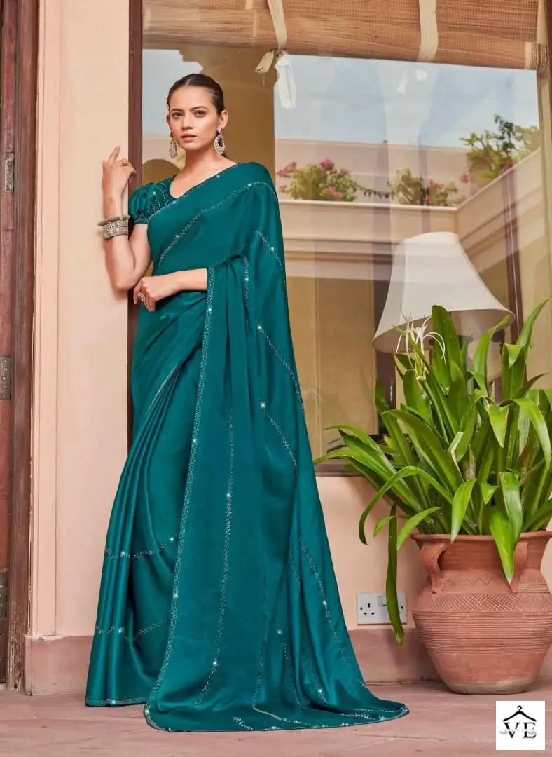Kalista Diamond Blooming Satin Chiffon Wholesale Fancy Sarees Catalog - Image 6