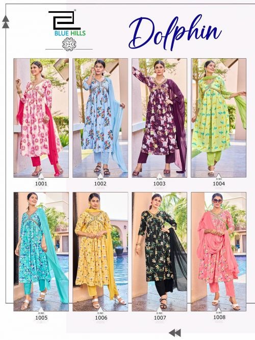 Blue Hills Dolphin Poly Rayon Wholesale Readymade Salwar Suit Catalog — Wholesale Salwar Suits, MPA wholesale from Surat — view 9