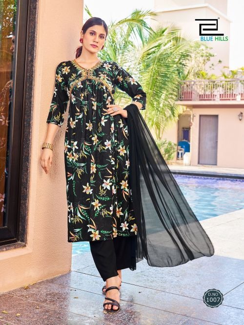 Blue Hills Dolphin Poly Rayon Wholesale Readymade Salwar Suit Catalog — Wholesale Salwar Suits, MPA wholesale from Surat - Gallery Image 4
