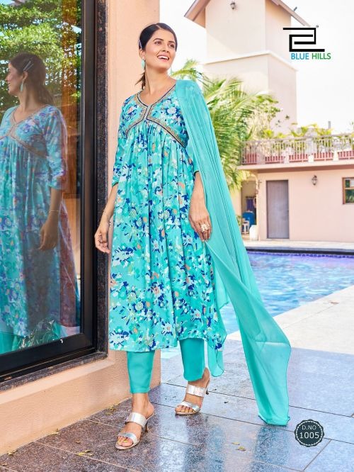 Blue Hills Dolphin Poly Rayon Wholesale Readymade Salwar Suit Catalog — Wholesale Salwar Suits, MPA wholesale from Surat - Gallery Image 6