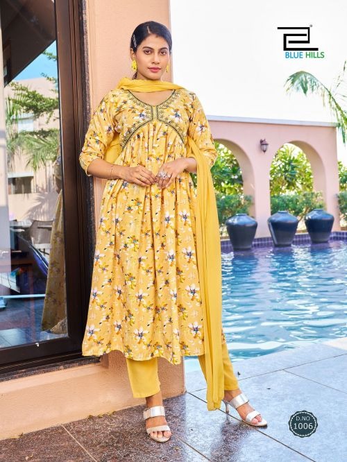 Blue Hills Dolphin Poly Rayon Wholesale Readymade Salwar Suit Catalog — Wholesale Salwar Suits, MPA wholesale from Surat - Gallery Image 7