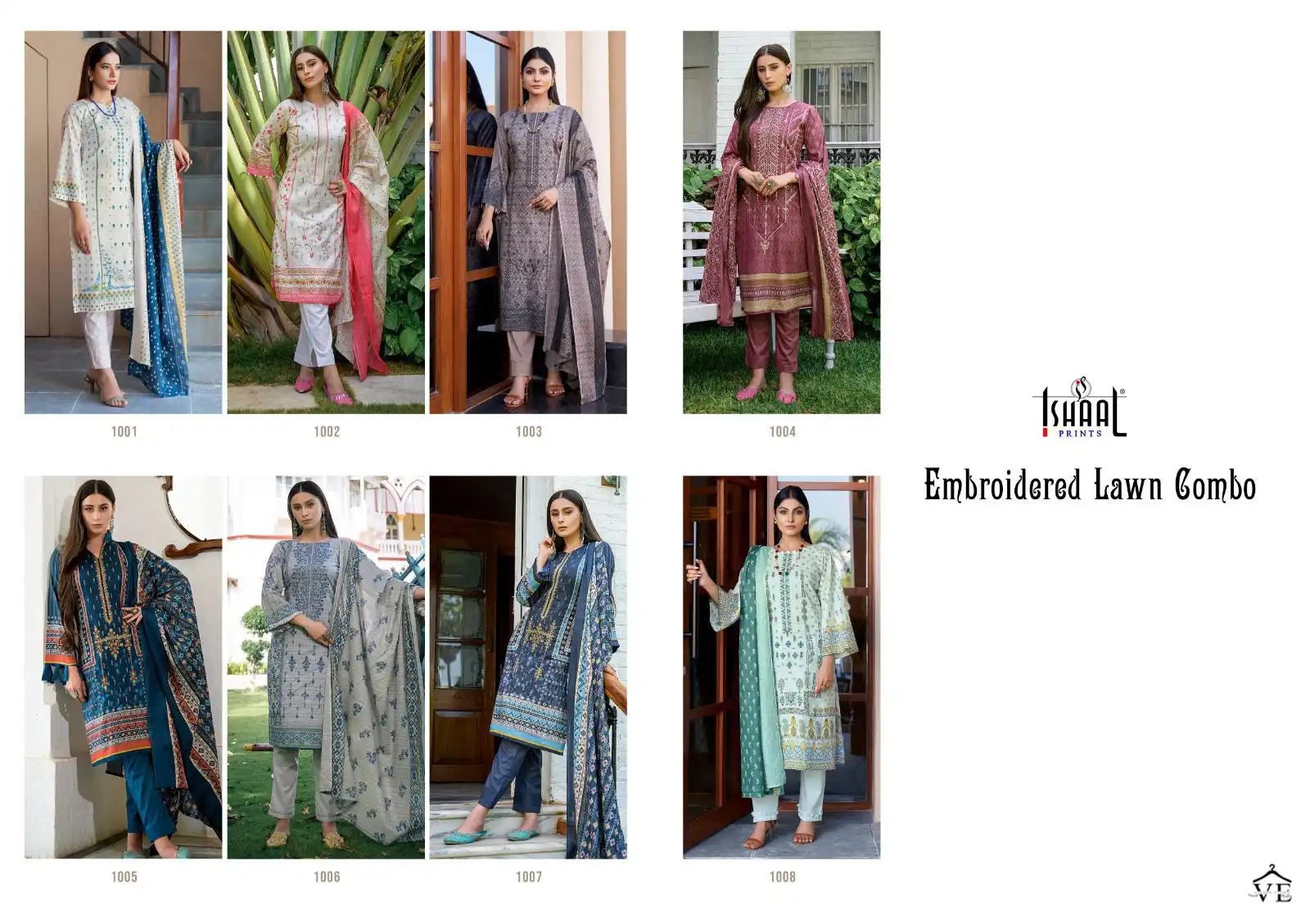 Ishaal Prints Embroidered Lawn Combo Pure Lawn Wholesale Pakistani Suits Catalog — Wholesale Salwar Suits, MPA wholesale from Surat — view 9