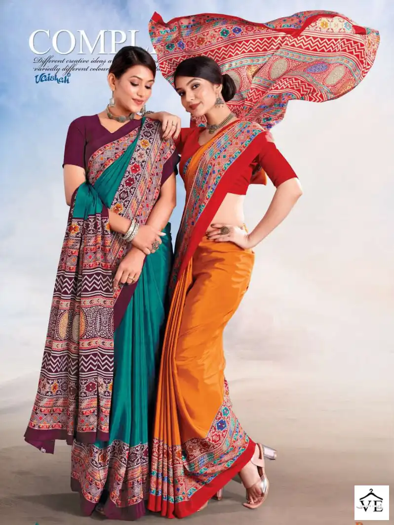 Vaishali Ethnic Art Crepe Wholesale Uniform Saree Catalog — Wholesale Sarees, MPA wholesale from Surat — view 1