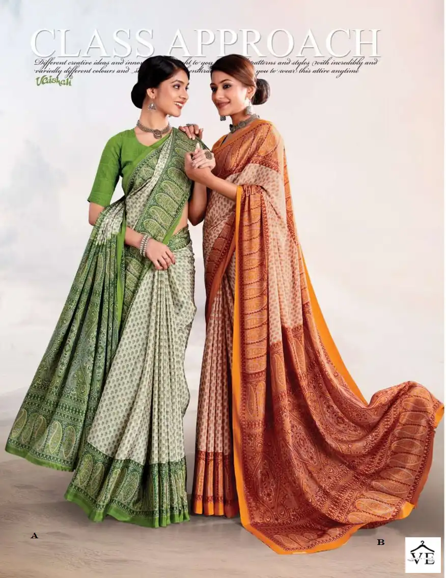 Vaishali Ethnic Art Crepe Wholesale Uniform Saree Catalog — Wholesale Sarees, MPA wholesale from Surat - Gallery Image 13