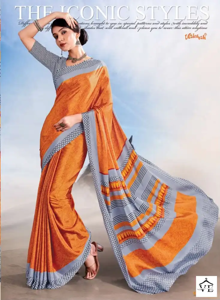 Vaishali Ethnic Art Crepe Wholesale Uniform Saree Catalog — Wholesale Sarees, MPA wholesale from Surat - Gallery Image 5