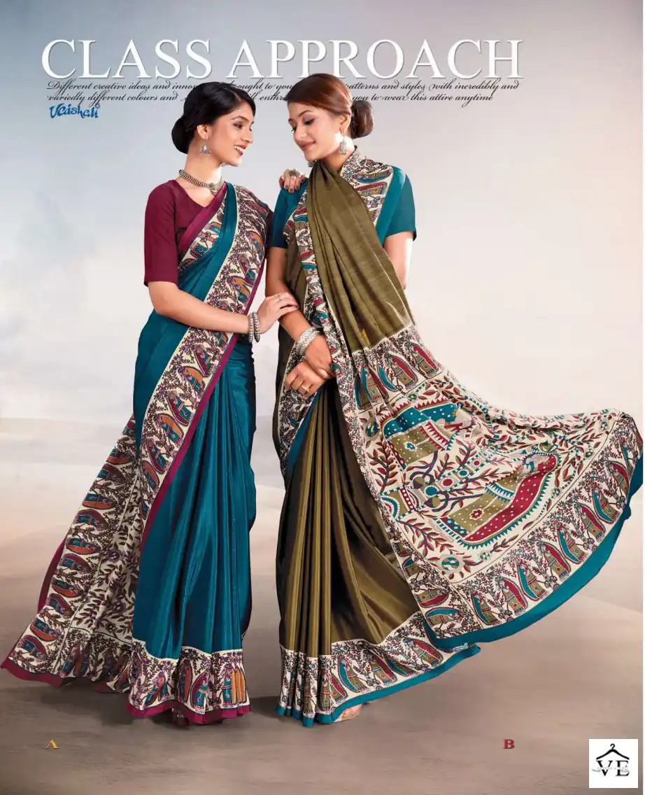 Vaishali Ethnic Art Crepe Wholesale Uniform Saree Catalog — Wholesale Sarees, MPA wholesale from Surat - Gallery Image 7