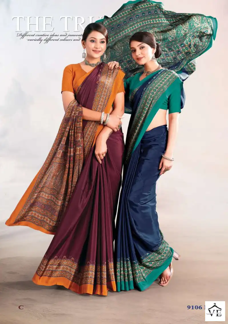 Vaishali Ethnic Art Crepe Wholesale Uniform Saree Catalog — Wholesale Sarees, MPA wholesale from Surat - Gallery Image 8