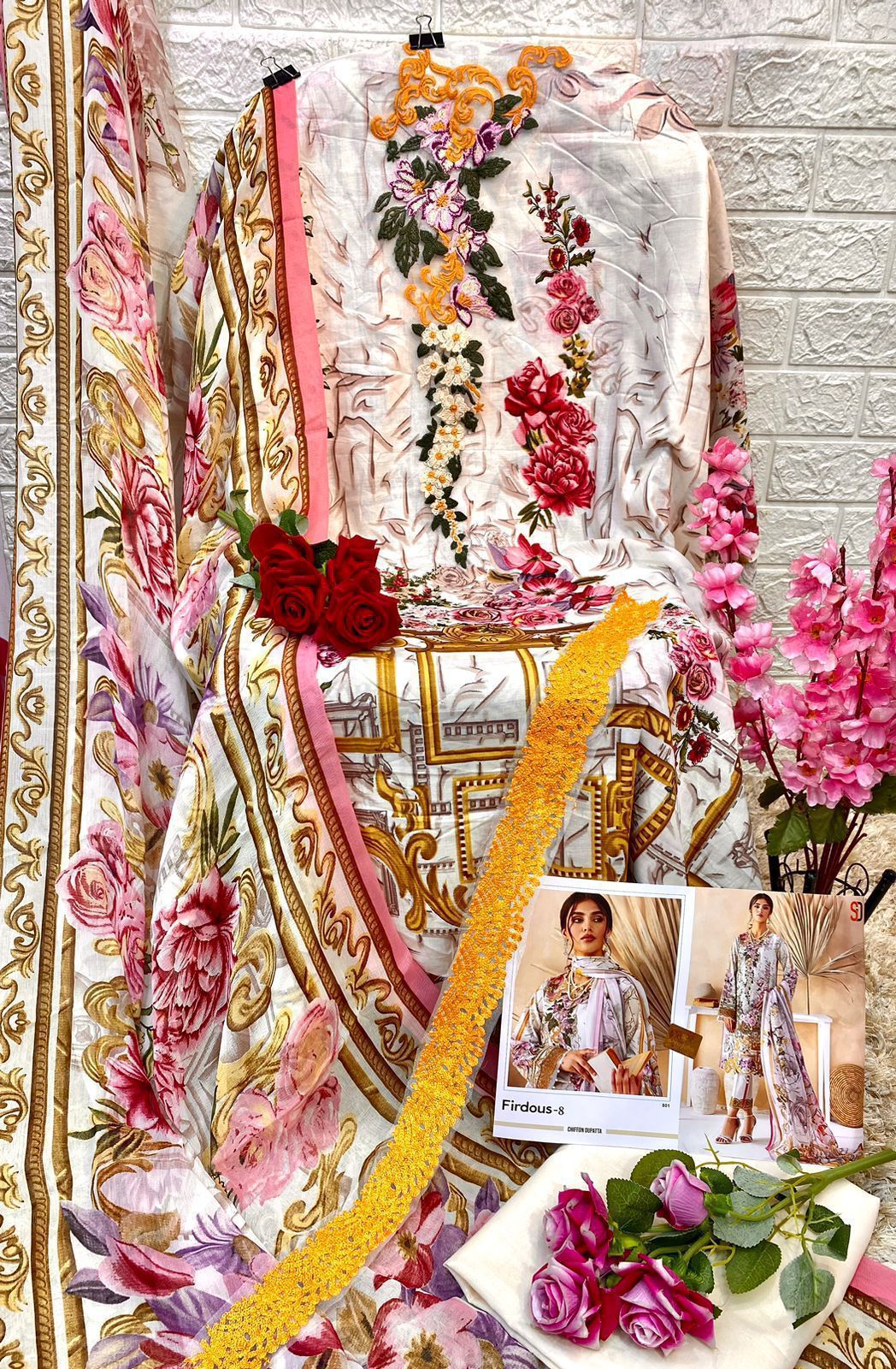 Sharaddha Designer Firdous Lawn Cotton Printed Wholesale Pakistani Salwar Suit Catalog — Wholesale Salwar Suits, MPA wholesale from Surat - Gallery Image 5