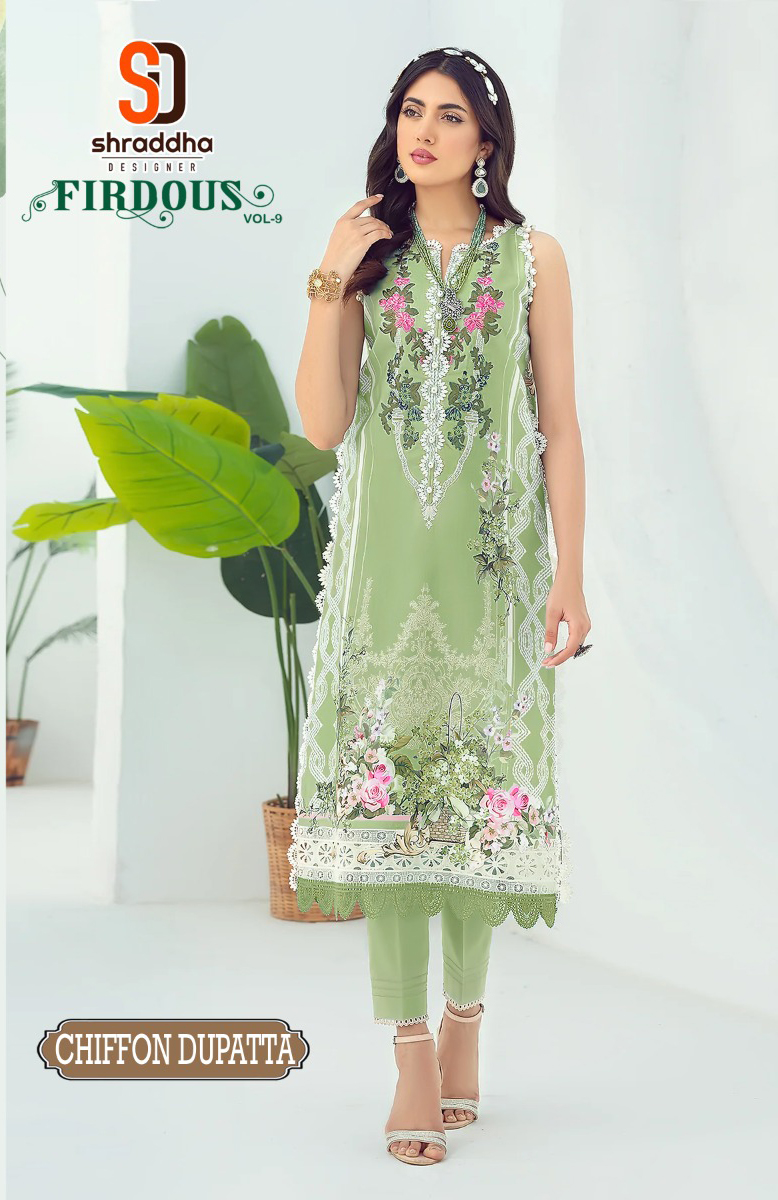 Sharaddha Designer Firdous Vol 9 Special Colour Edition Lawn Cotton Wholesale Pakistani Salwar Suit Catalog — Wholesale Salwar Suits, MPA wholesale from Surat - Gallery Image 4