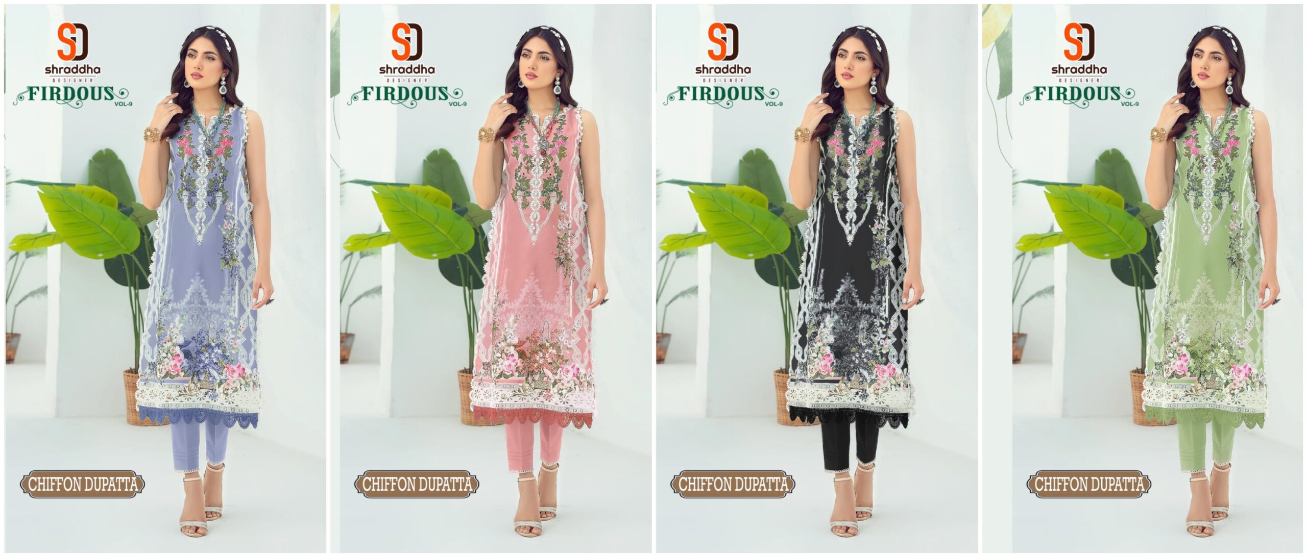 Sharaddha Designer Firdous Vol 9 Special Colour Edition Lawn Cotton Wholesale Pakistani Salwar Suit Catalog — Wholesale Salwar Suits, MPA wholesale from Surat — view 5