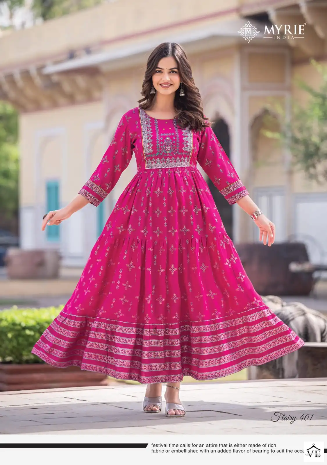 Vardan Ethnic Flairy Vol 4 Heavy Rayon Printed Wholesale Long Gown Catalog — Wholesale Kurtis, MPA wholesale from Surat - Gallery Image 2
