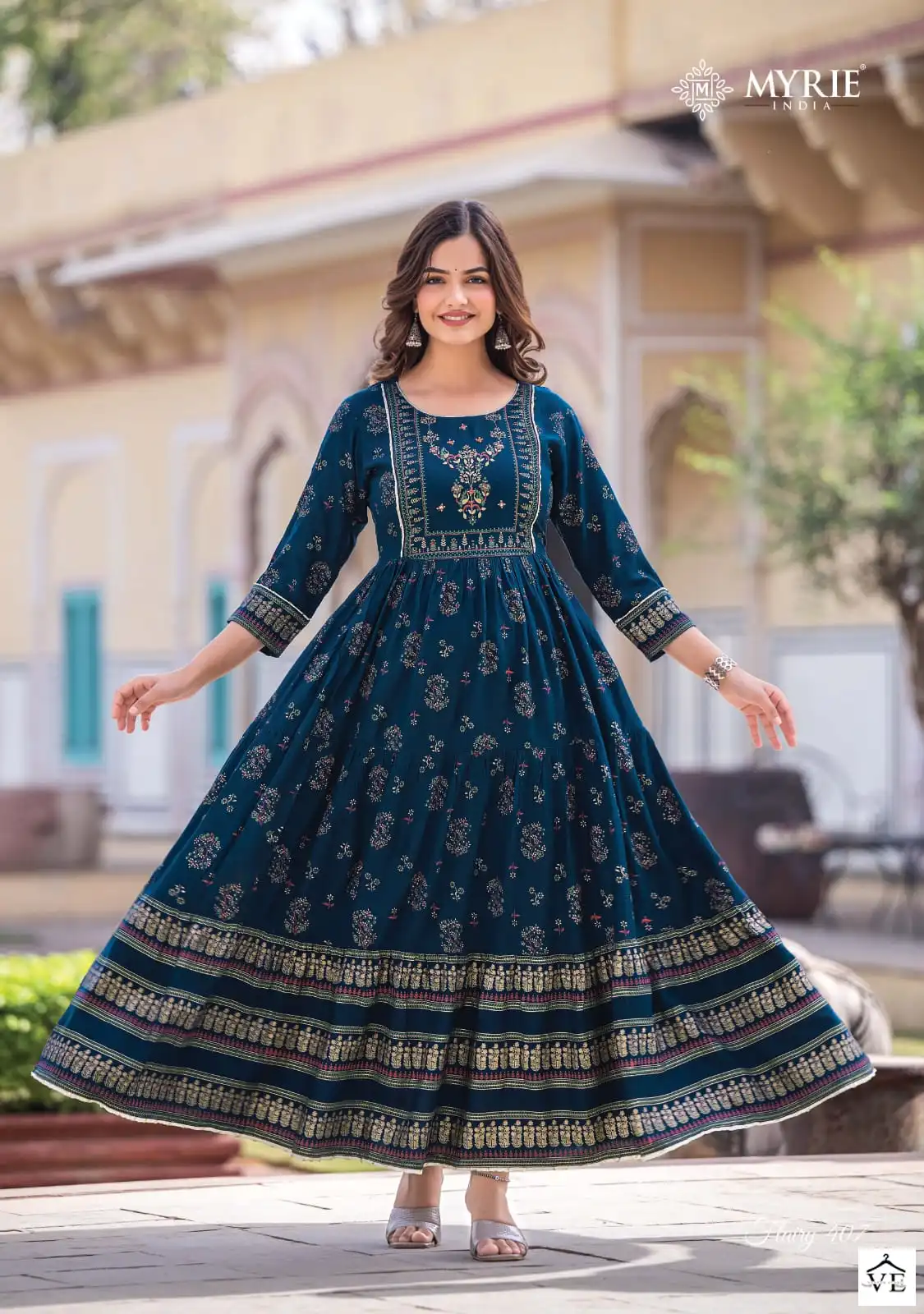 Vardan Ethnic Flairy Vol 4 Heavy Rayon Printed Wholesale Long Gown Catalog — Wholesale Kurtis, MPA wholesale from Surat - Gallery Image 3