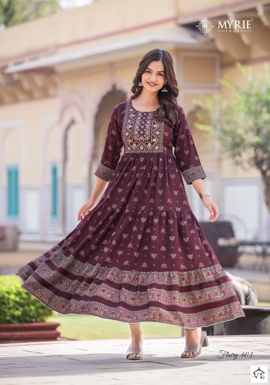 Vardan Ethnic Flairy Vol 4 Heavy Rayon Printed Wholesale Long Gown Catalog — Wholesale Kurtis, MPA wholesale from Surat - Gallery Image 4