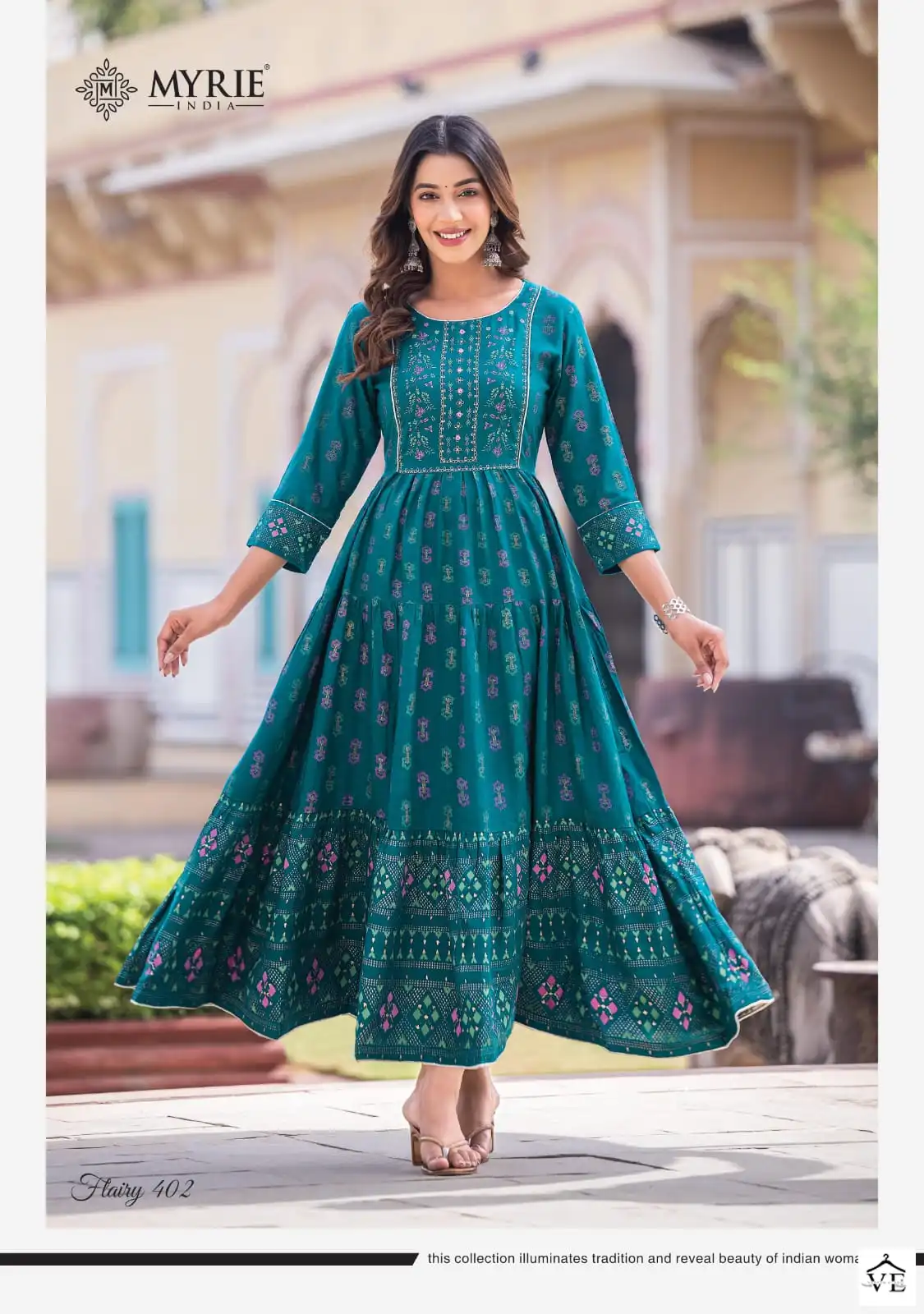 Vardan Ethnic Flairy Vol 4 Heavy Rayon Printed Wholesale Long Gown Catalog — Wholesale Kurtis, MPA wholesale from Surat - Gallery Image 7