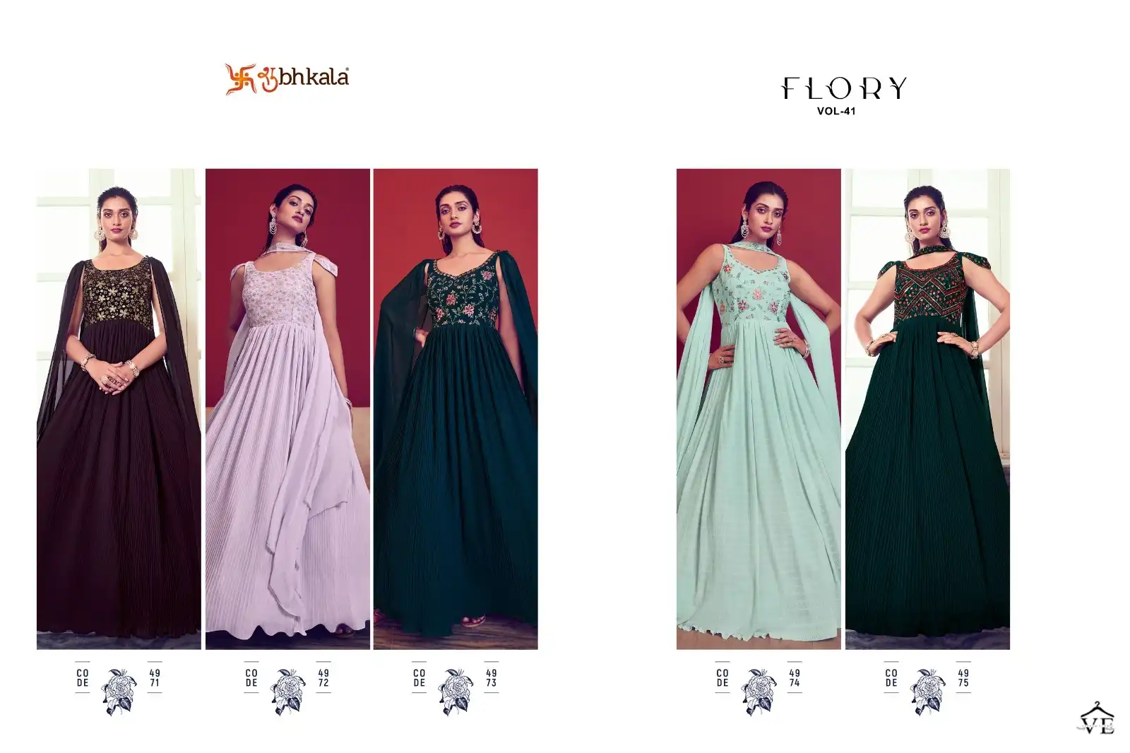 Shubhkala Flory Vol 41 Georgette Wholesale Designer Gown With Dupatta Catalog - Image 10