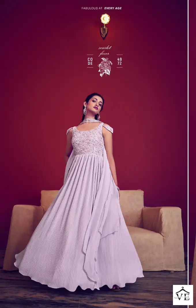 Shubhkala Flory Vol 41 Georgette Wholesale Designer Gown With Dupatta Catalog - Image 7