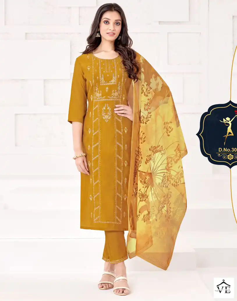 Vardan Ethnic Four Roses 2 Pure Viscose Russian Silk Wholesale Designer Readymade Salwar Suit Catalog — Wholesale Salwar Suits, MPA wholesale from Surat — view 1
