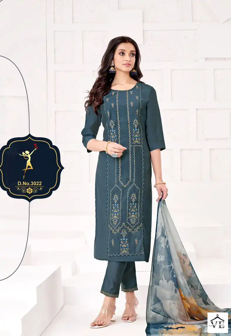 Vardan Ethnic Four Roses 2 Pure Viscose Russian Silk Wholesale Designer Readymade Salwar Suit Catalog — Wholesale Salwar Suits, MPA wholesale from Surat — view 2