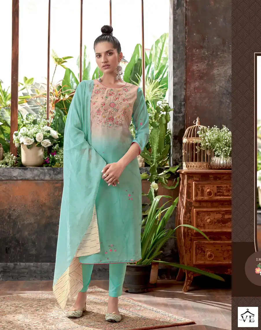 Vardan Ethnic Four Roses 4 Pure Viscose Russian Silk Wholesale Designer Readymade Salwar Suit Catalog — Wholesale Salwar Suits, MPA wholesale from Surat — view 4