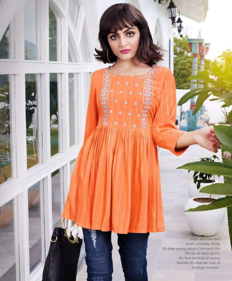 Vardan Ethnic Flair Studio Vol 1 Fancy Rayon Lurex Wholesale Kurtis Catalog — Wholesale Kurtis, MPA wholesale from Surat — view 1