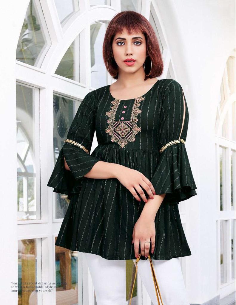 Vardan Ethnic Flair Studio Vol 1 Fancy Rayon Lurex Wholesale Kurtis Catalog — Wholesale Kurtis, MPA wholesale from Surat - Gallery Image 7