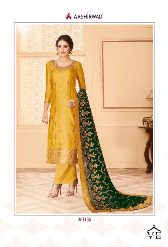Aashirwad Florence Dola Jaccquard Wholesale Fancy Designer Salwar Suits Catalog — Wholesale Salwar Suits, Aashirwad Creation wholesale from Surat - Gallery Image 5