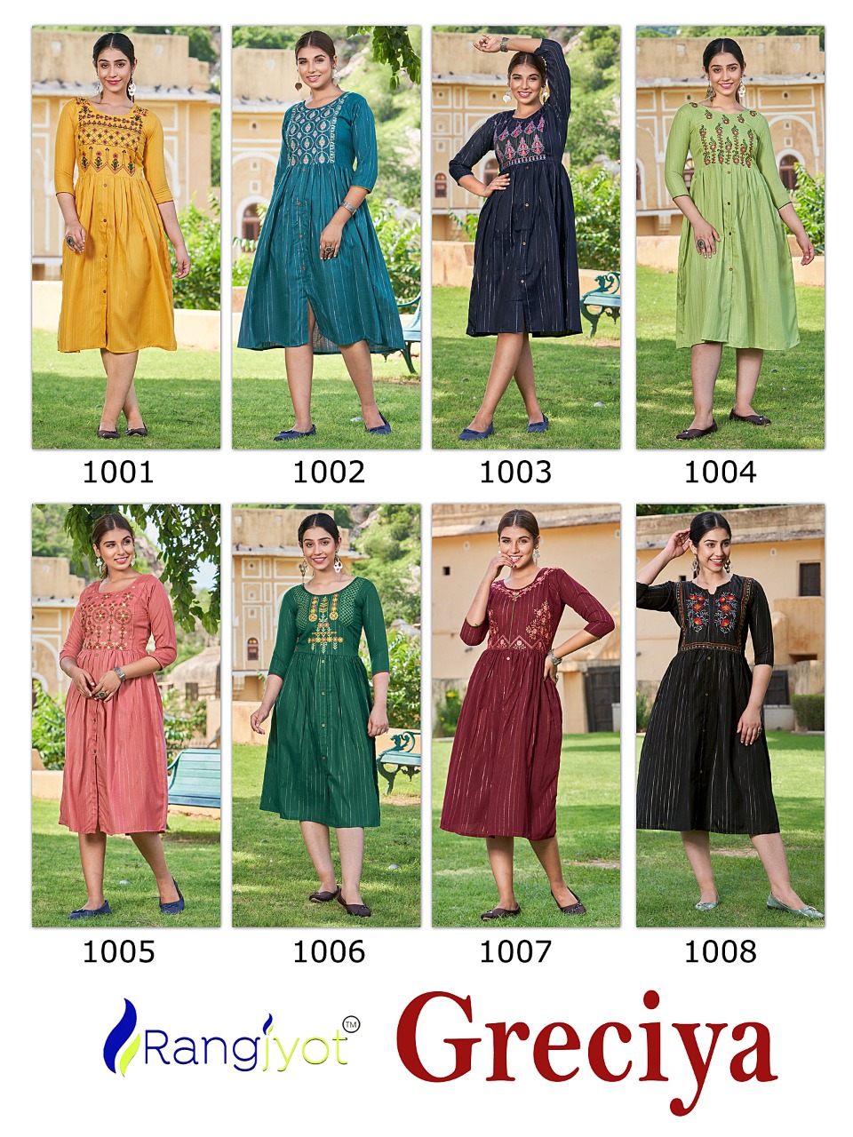 Rangjyot Greciya Vol 2 Cotton Wholesale Designer Fancy Kurtis Catalog — Wholesale Kurtis, MPA wholesale from Surat — view 9
