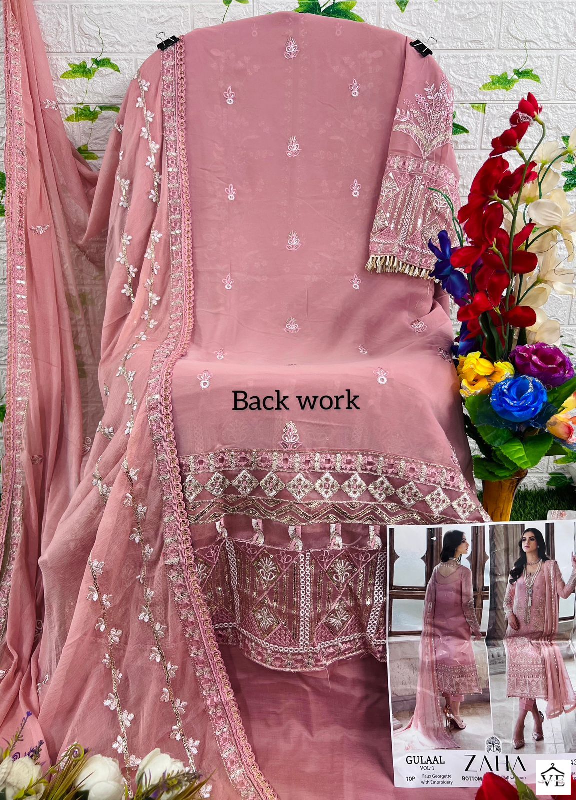 Zaha Gulaal Vol-1 10143 Georgette Wholesale Pakistani Suit — Wholesale Salwar Suits, MPA wholesale from Surat — view 4
