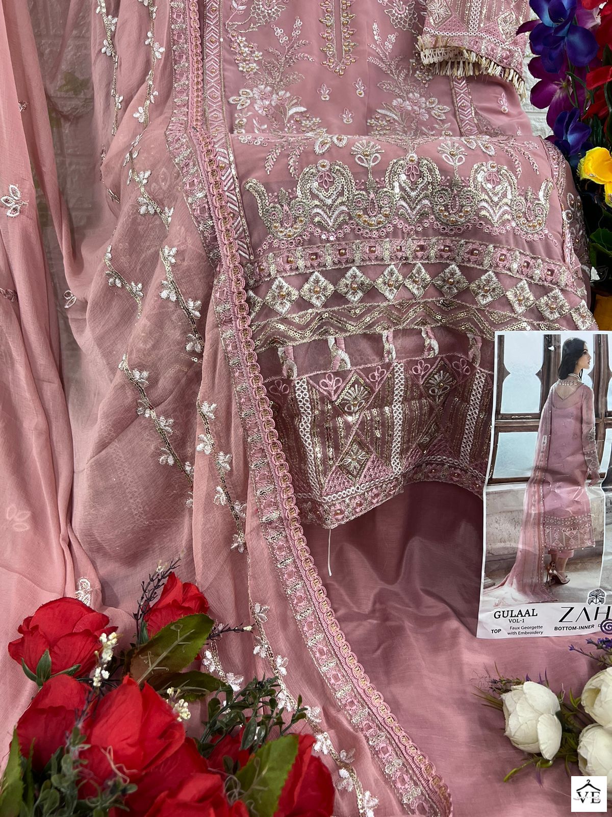 Zaha Gulaal Vol-1 10143 Georgette Wholesale Pakistani Suit — Wholesale Salwar Suits, MPA wholesale from Surat - Gallery Image 2