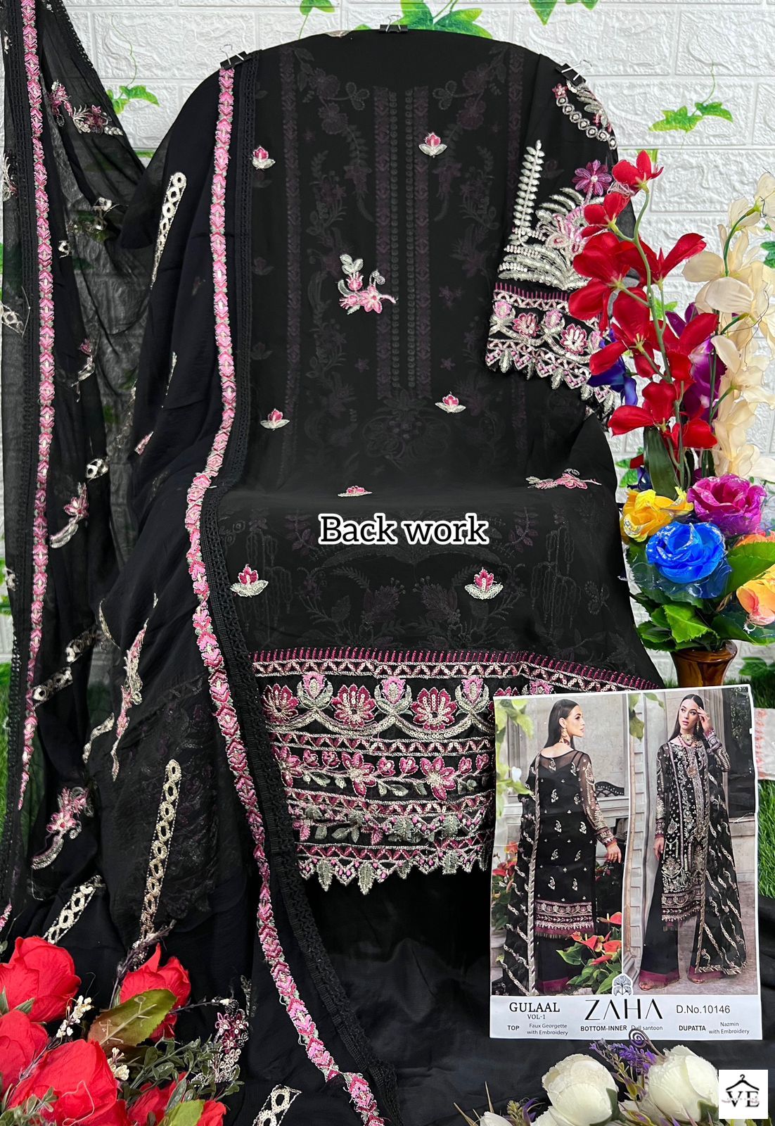 Zaha Gulaal Vol-1 10146 Georgette Wholesale Pakistani Suit — Wholesale Salwar Suits, MPA wholesale from Surat - Gallery Image 3